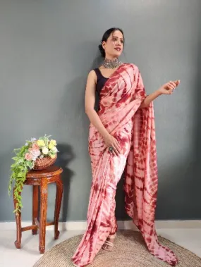 1 Min Moss Chiffon Prism Print Stitched Readymade Saree