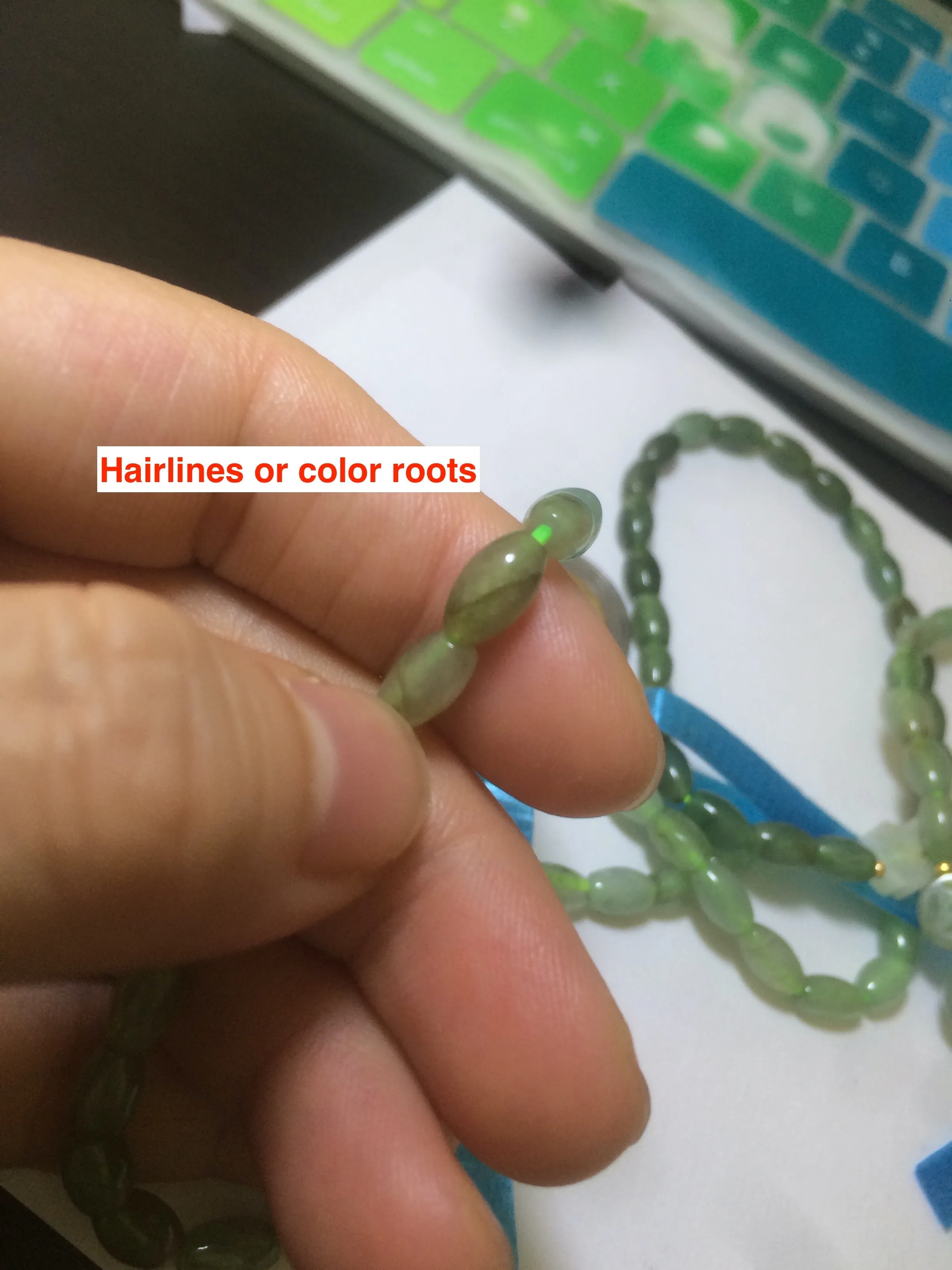 100% natural green/white Icy watery type A jadeite jade olive ancient Chinese coin/four-leaf clover bead bracelet  AS32