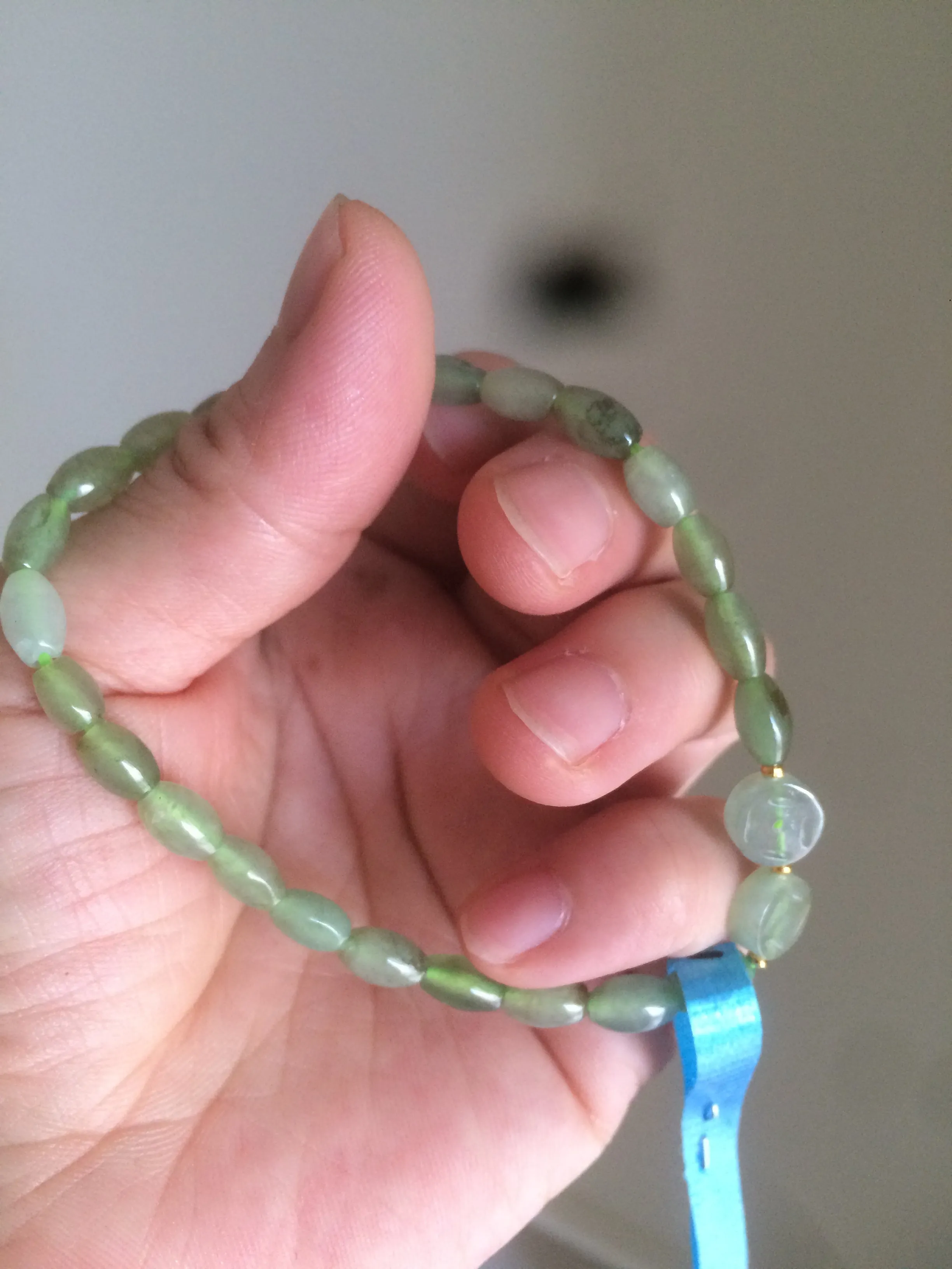 100% natural green/white Icy watery type A jadeite jade olive ancient Chinese coin/four-leaf clover bead bracelet  AS32