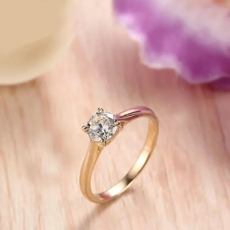 10k Yellow Gold Solitaire Moissanite Ring 1ct