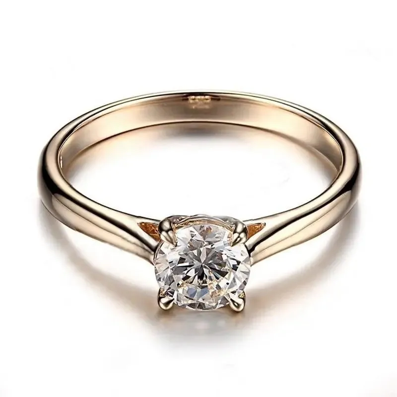 10k Yellow Gold Solitaire Moissanite Ring 1ct