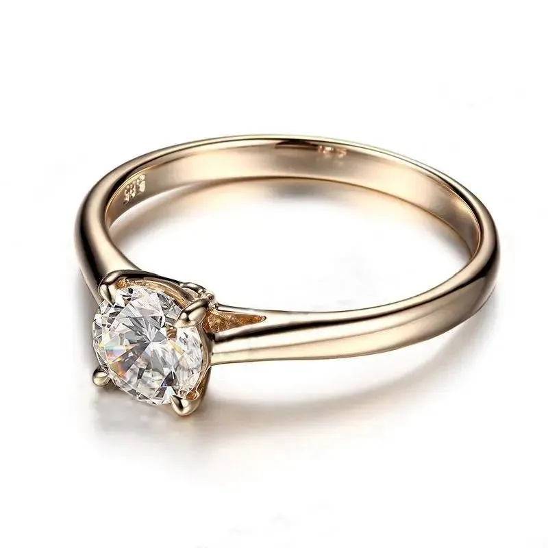 10k Yellow Gold Solitaire Moissanite Ring 1ct