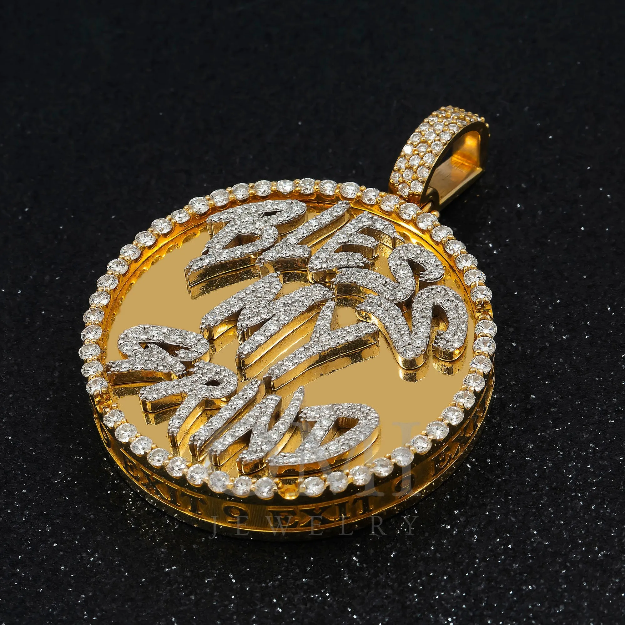 14K GOLD DIAMOND BLESS MY GRIND CUSTOM PENDANT 6.50 CT