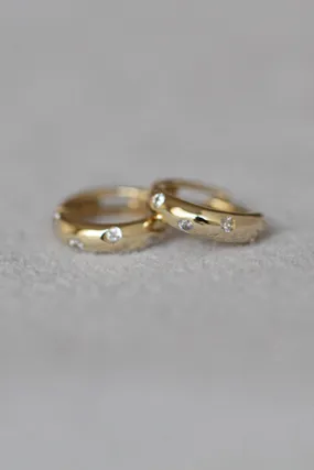 14K Real Solid Gold Cz Constellation Cartilage Helix Huggie Ring Hoop Earring Piercing Jewelry