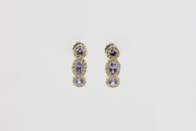 14k Yellow Gold 0.52tcw Diamond 1.42tcw Tanzanite Half Hoop Earrings (4.78g)