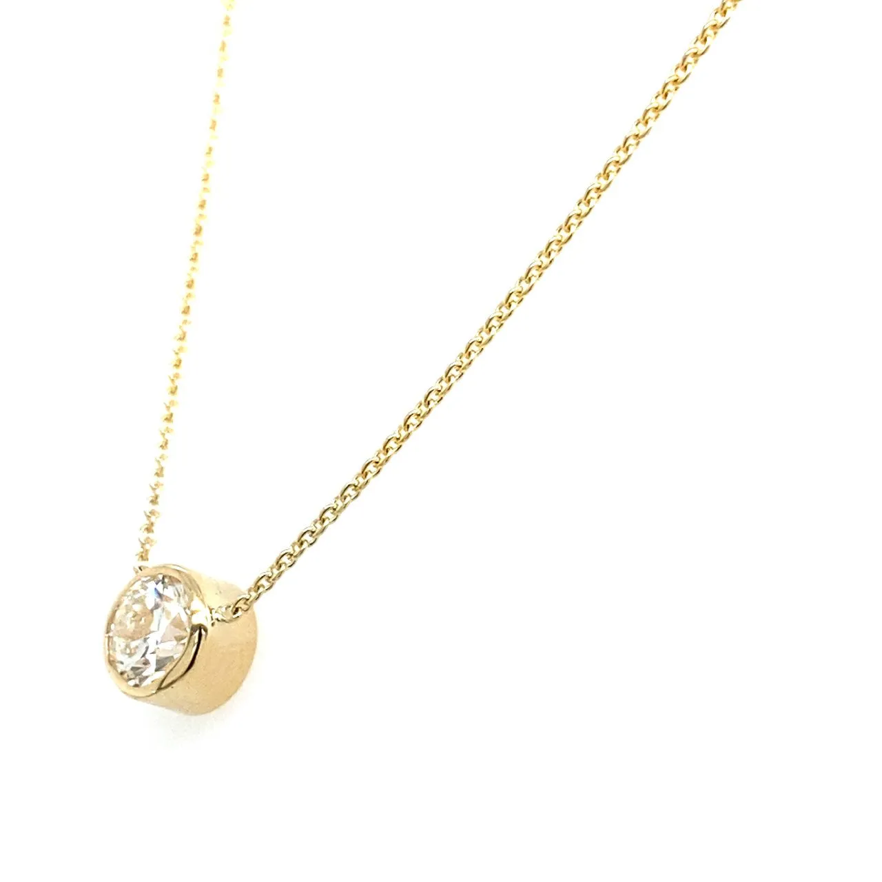 14k Yellow Gold .54Ct Bezel Set Diamond Necklace