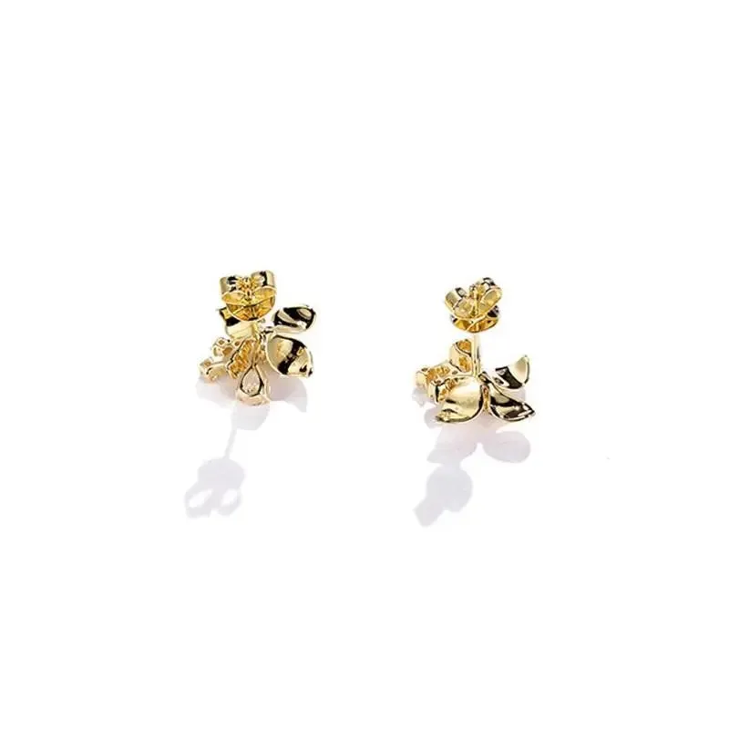 14k Yellow Gold Flower Moissanite Stud Earrings 0.5ctw