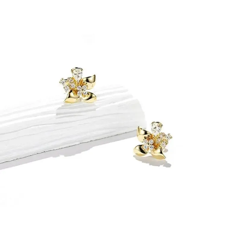 14k Yellow Gold Flower Moissanite Stud Earrings 0.5ctw