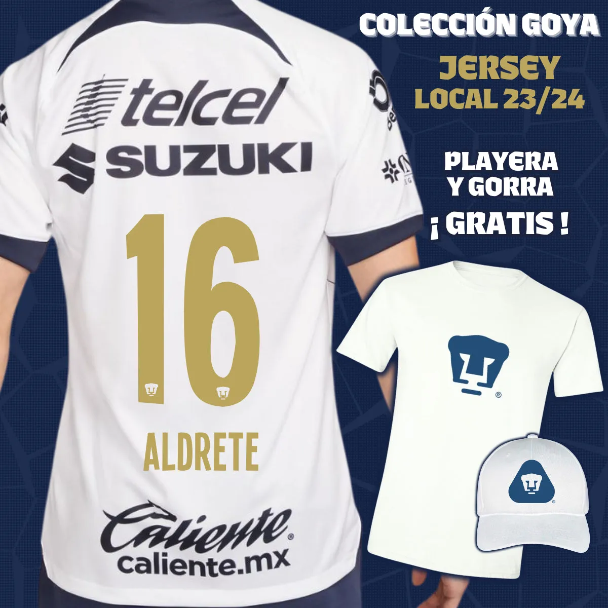 16 Adrián Aldrete - Colección Goya Hombre - Jersey Local   Playera y Gorra de Regalo