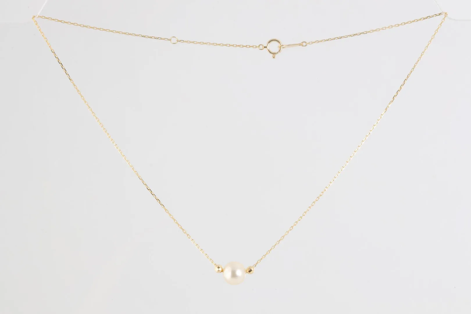 16" 18k Yellow Gold Pearl Necklace (2.51g.)