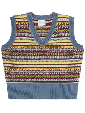 1940s Vintage Melvin Fair Isle Tank Top in Paridae Blue