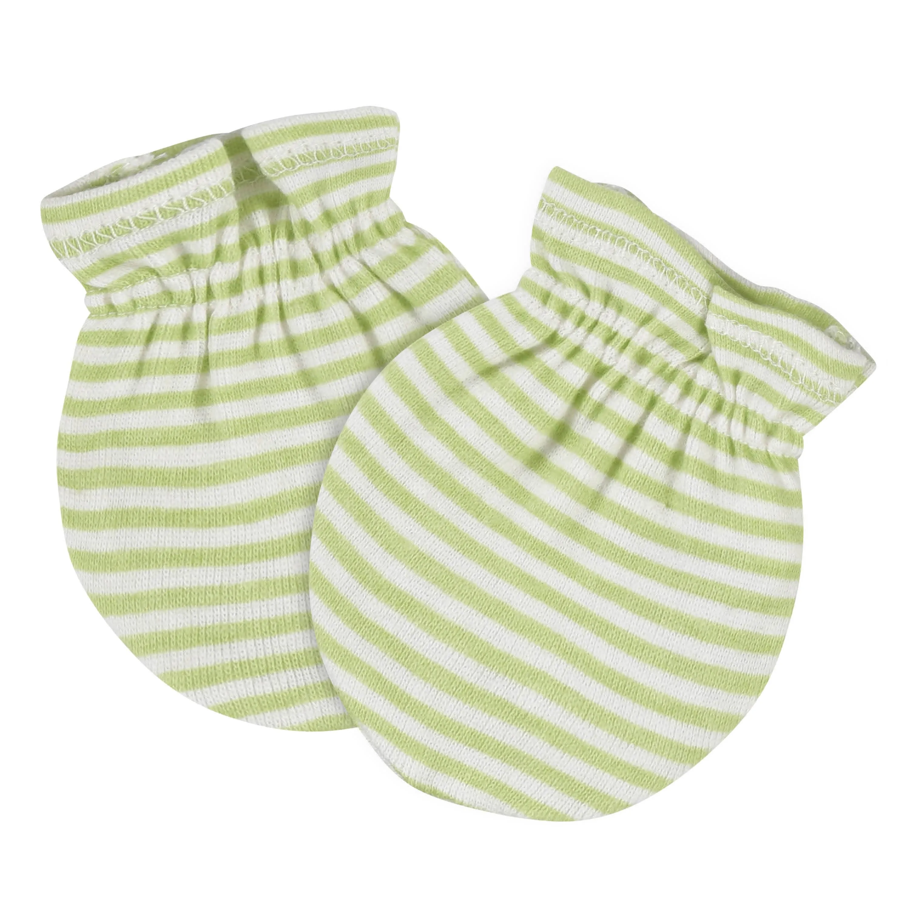 4-Piece Baby Neutral Comfy Stretch Avocado Caps & No Scratch Mittens Set