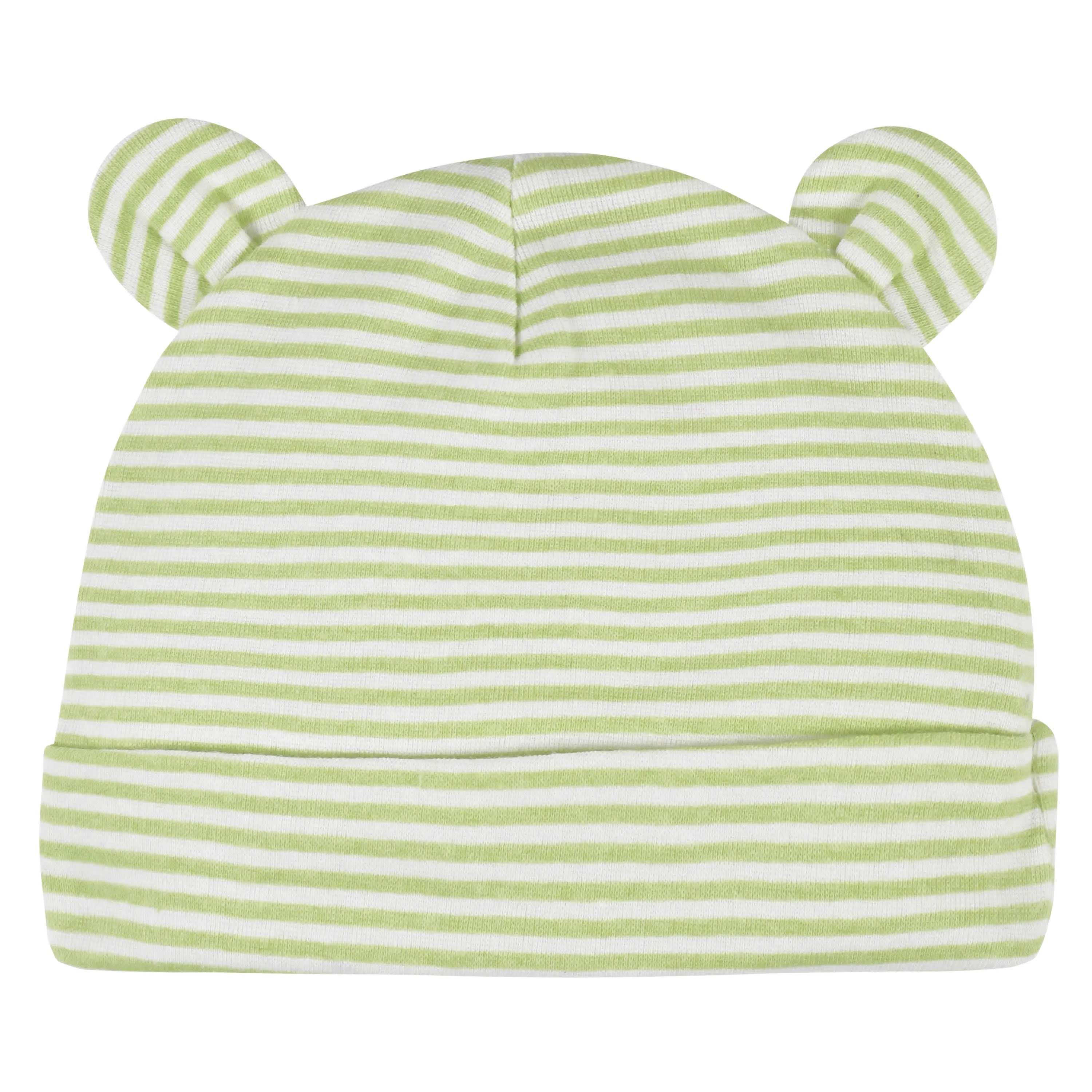 4-Piece Baby Neutral Comfy Stretch Avocado Caps & No Scratch Mittens Set