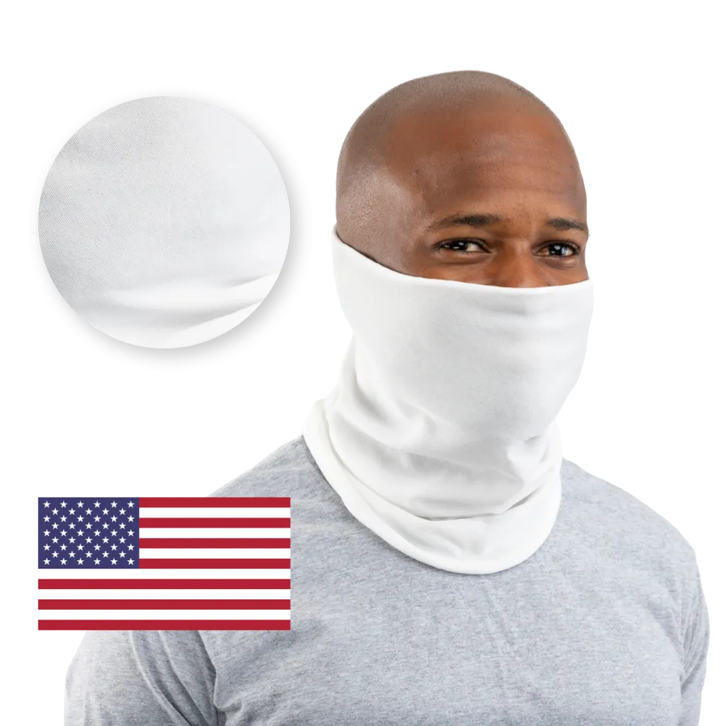 50-10000 Pcs White USA Face Defender Neck Gaiters Wholesale Bulk Lots