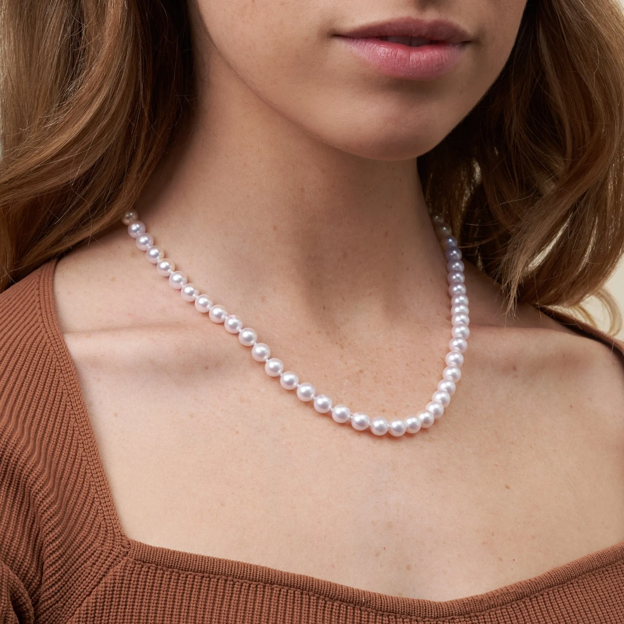 6.5-7.0 mm 18 Inch AAA White Akoya Pearl Necklace