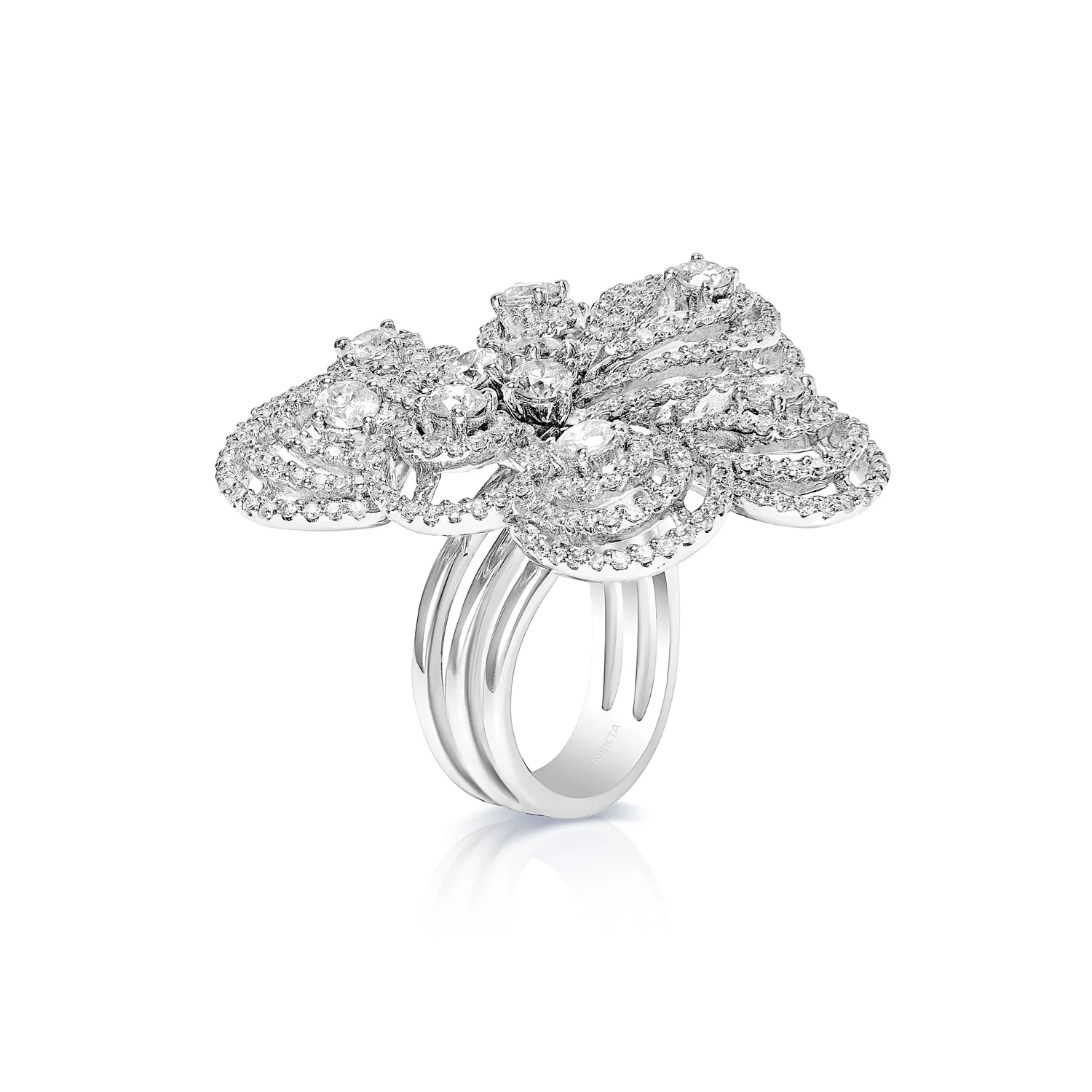 Alani 3 Carat Earth Mined Round Brilliant Diamond Cocktail Ring in 18kt White Gold in 18k White Gold