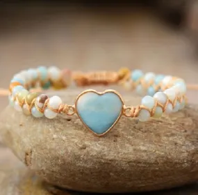 Amazonite Braided Heart Shaped Bracelet