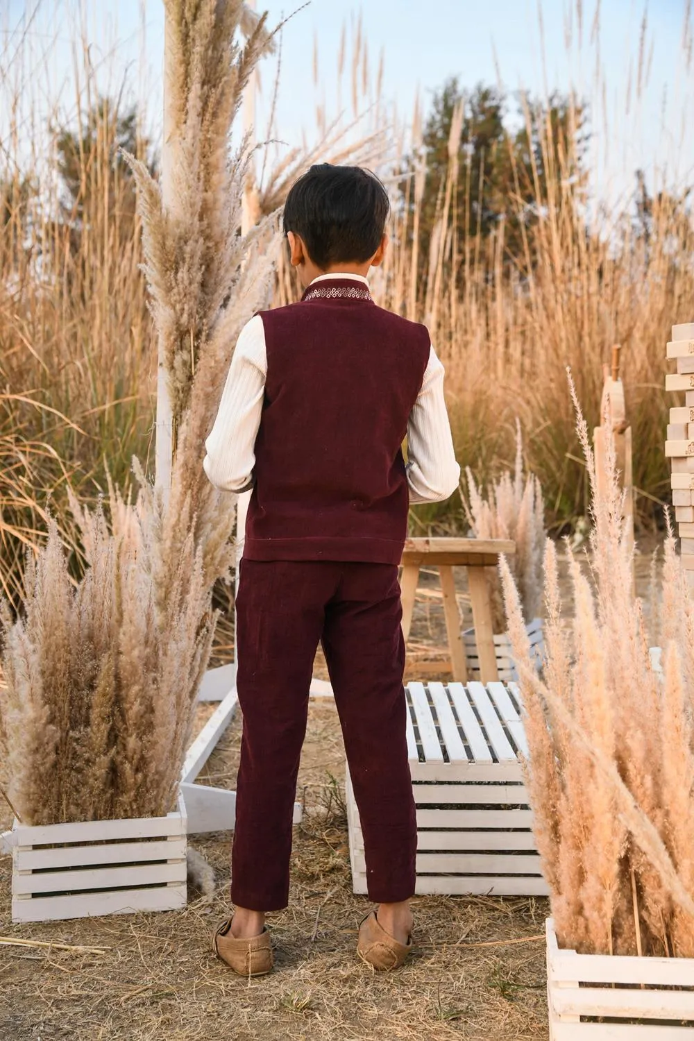 Arbor Troop- Organic Corduroy Sleeveless Jacket with Trousers for Boys