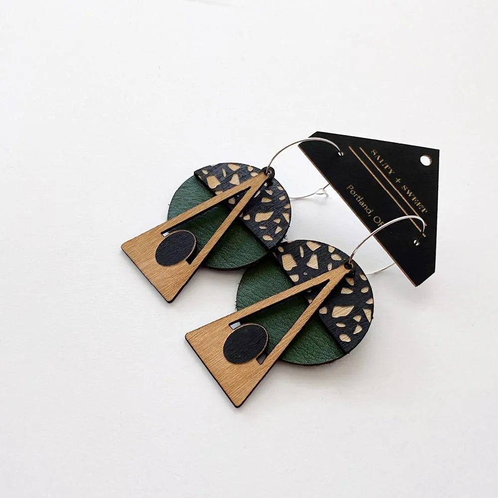 Architectural Lightweight Leather   Birch earring: Geo Deco