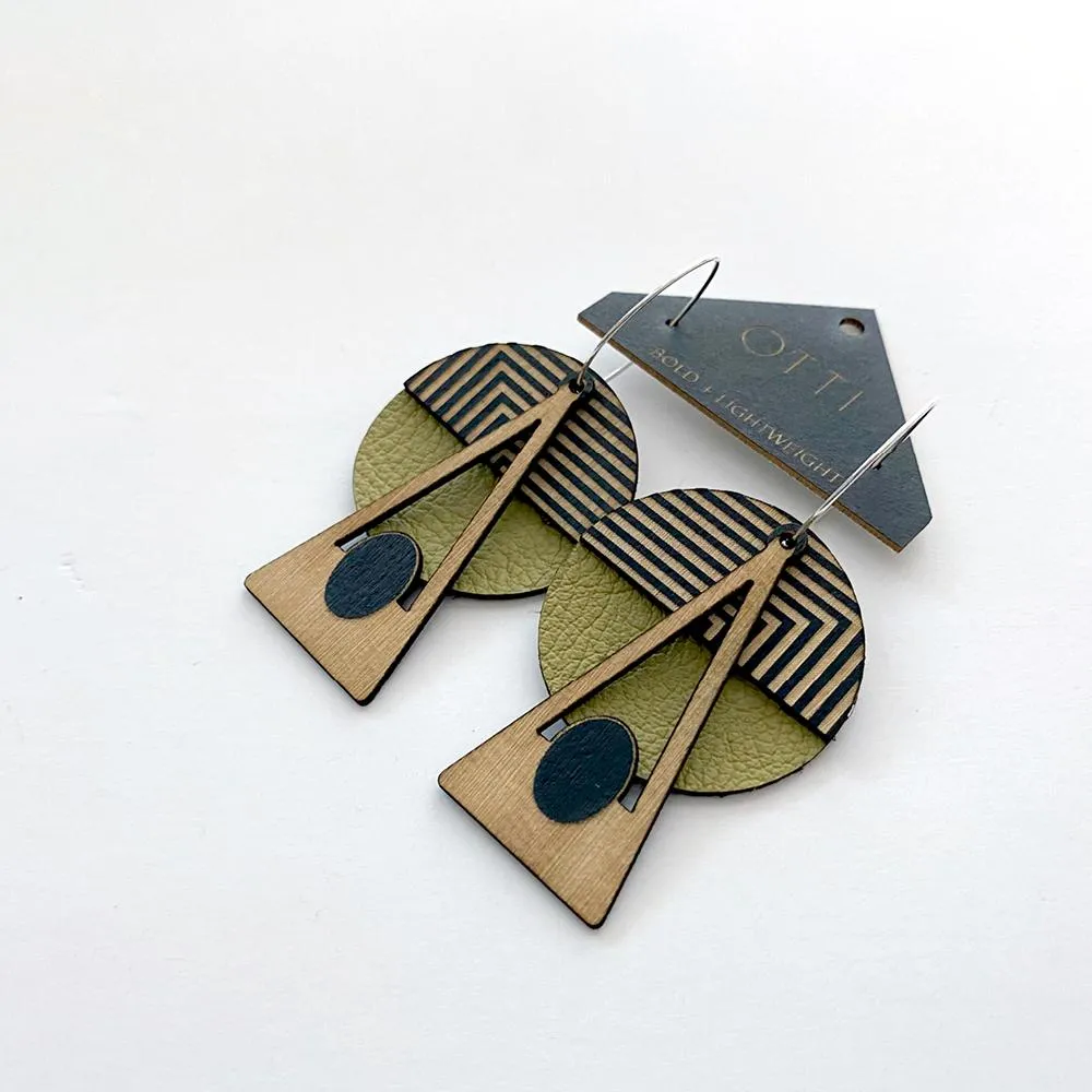 Architectural Lightweight Leather   Birch earring: Geo Deco