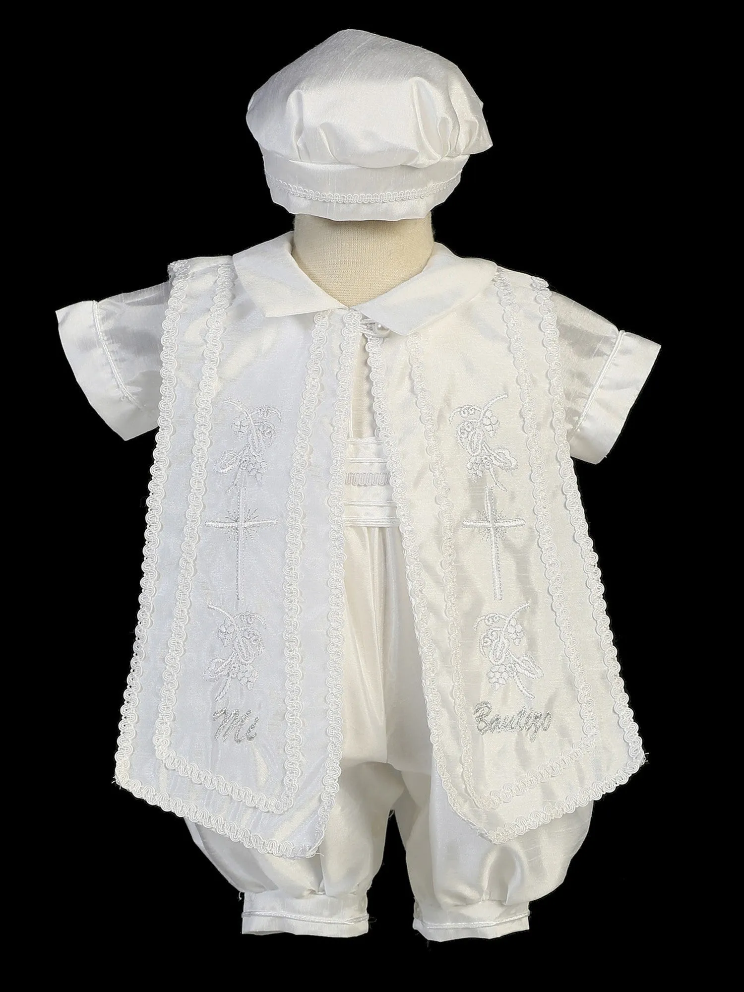 Baby Boys White Romper Hat "Bautizo" Estola Christening Baptism Outfit 3-24M