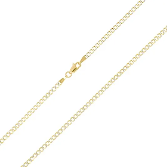 Better Jewelry 10K Gold 3.5mm Cuban Chain Diamond Cut Two Tone