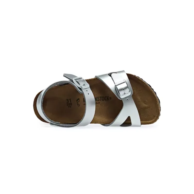 Birkenstock Kids Rio Birko-Flor Electric Metallic Silver Sandals