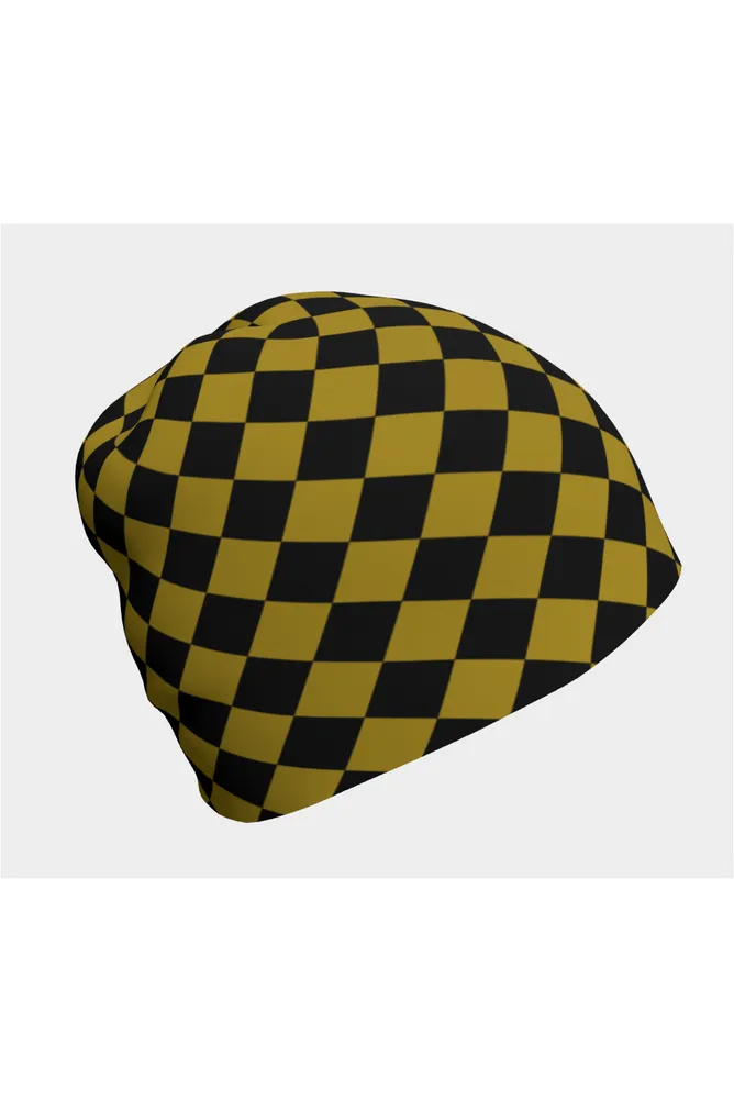 Black and Gold Diamonds Beanie