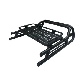 Black Long Arm Roll Sports Bar with Cargo Basket Rack for Mitsubishi L200 05-15