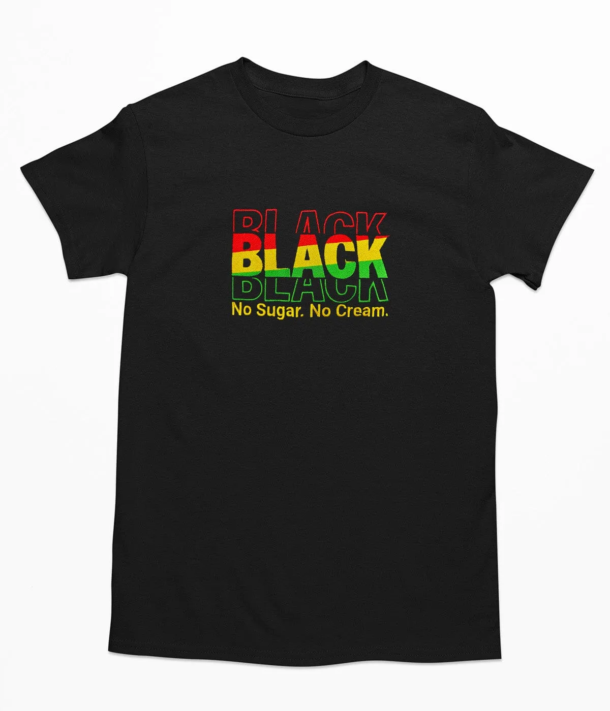 Black No Sugar No Cream Embroidered T-shirt