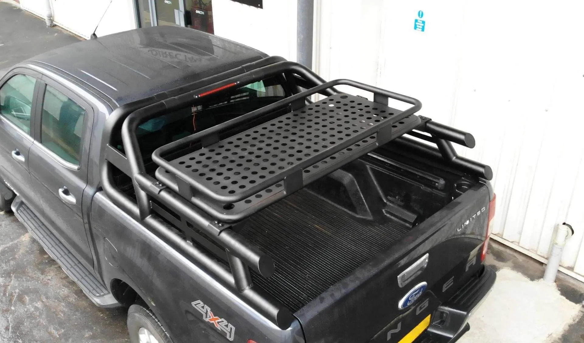 Black SUS201 Long Arm Roll Bar with Cargo Basket Rack for the Ford Ranger 2022 