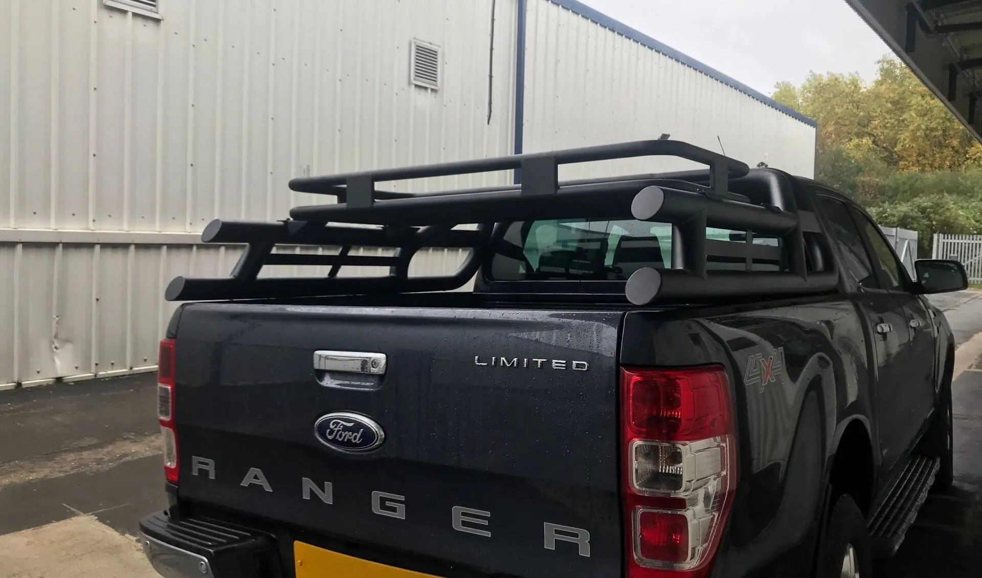 Black SUS201 Long Arm Roll Bar with Cargo Basket Rack for the Ford Ranger 2022 