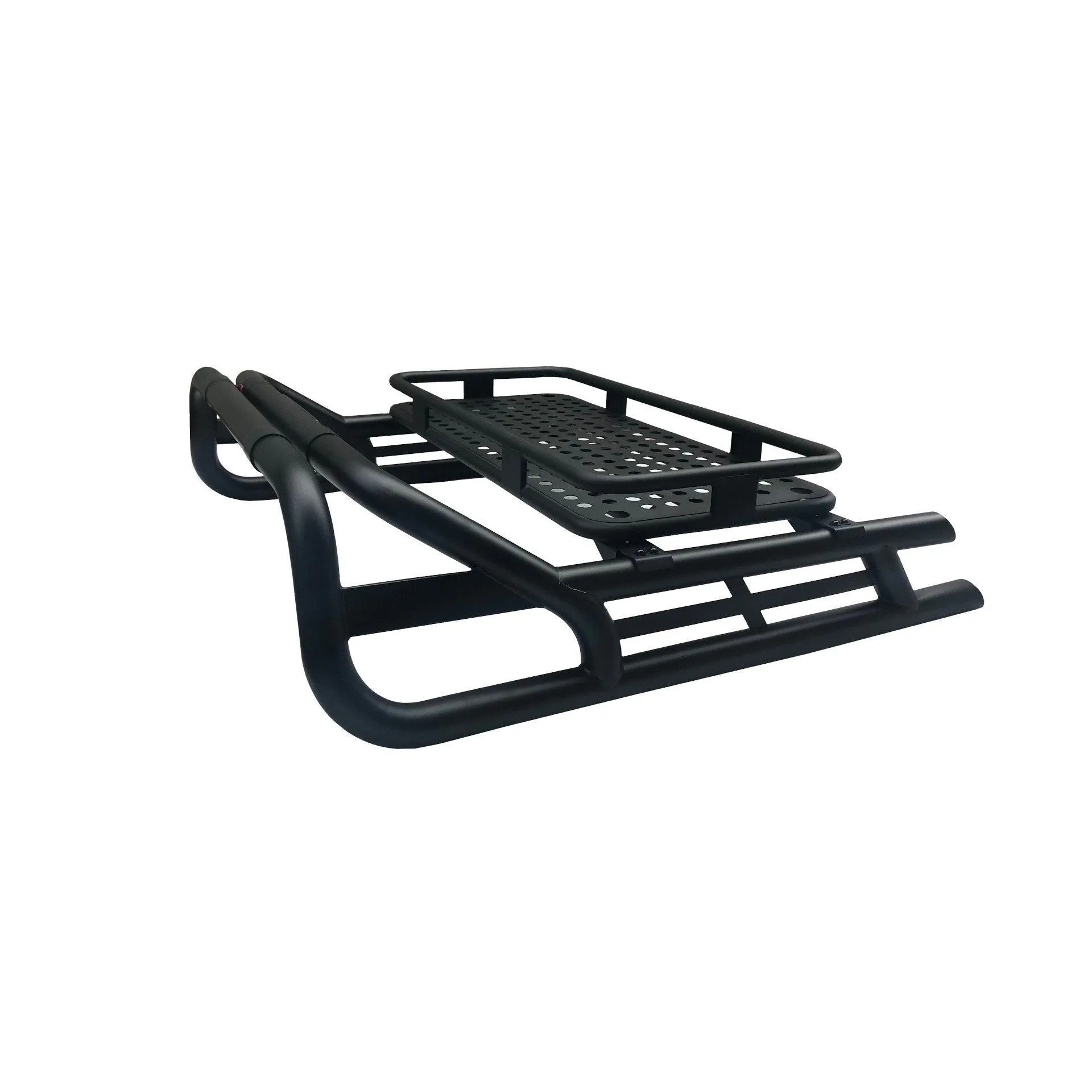 Black SUS201 Long Arm Roll Bar with Cargo Basket Rack for the Ford Ranger 2022 