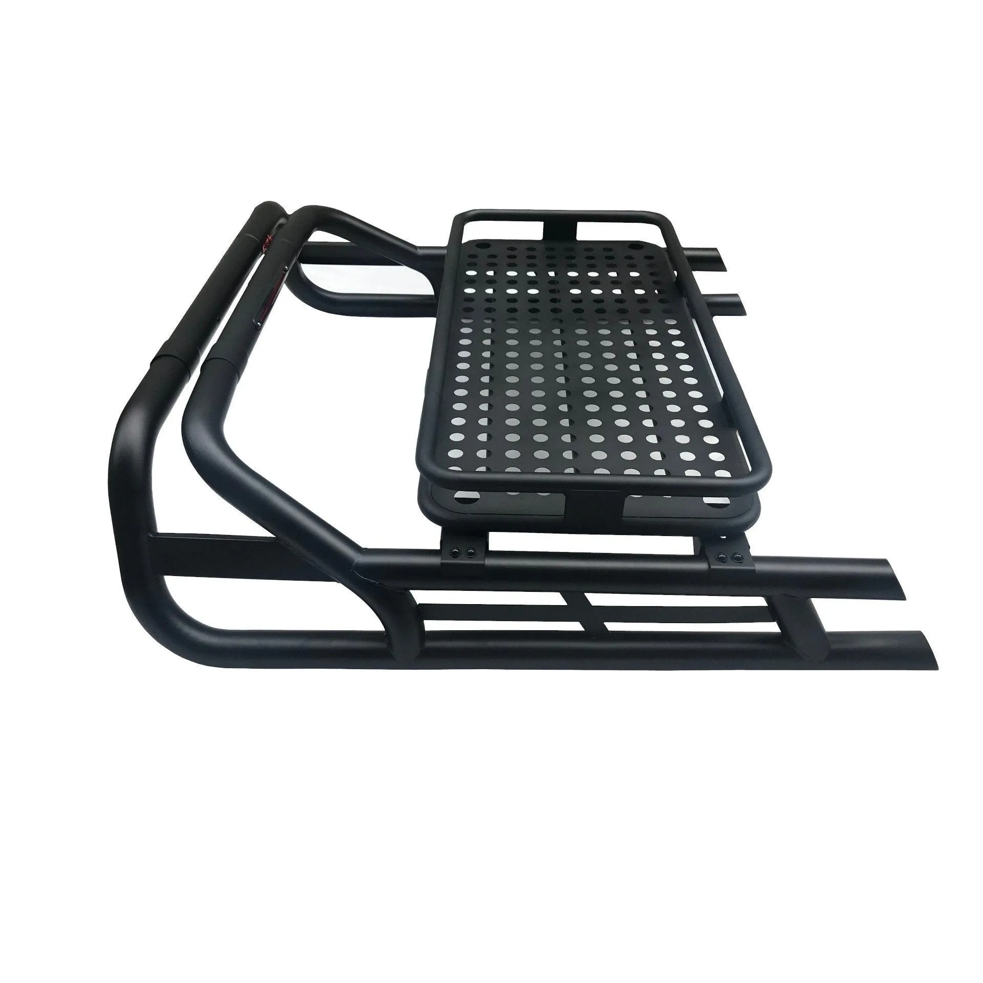 Black SUS201 Long Arm Roll Bar with Cargo Basket Rack for the Ford Ranger 2022 