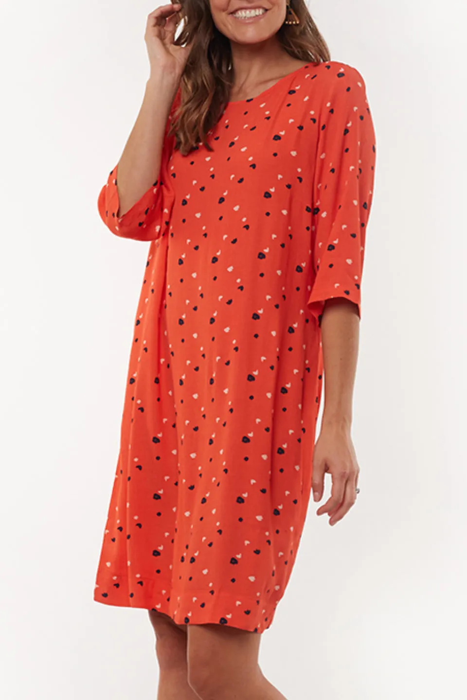 Blossom Mid Sleeve Tangerine Shift Dress