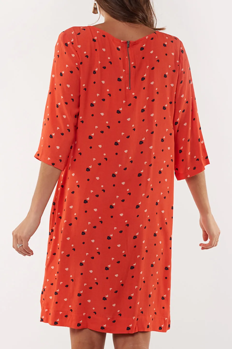 Blossom Mid Sleeve Tangerine Shift Dress