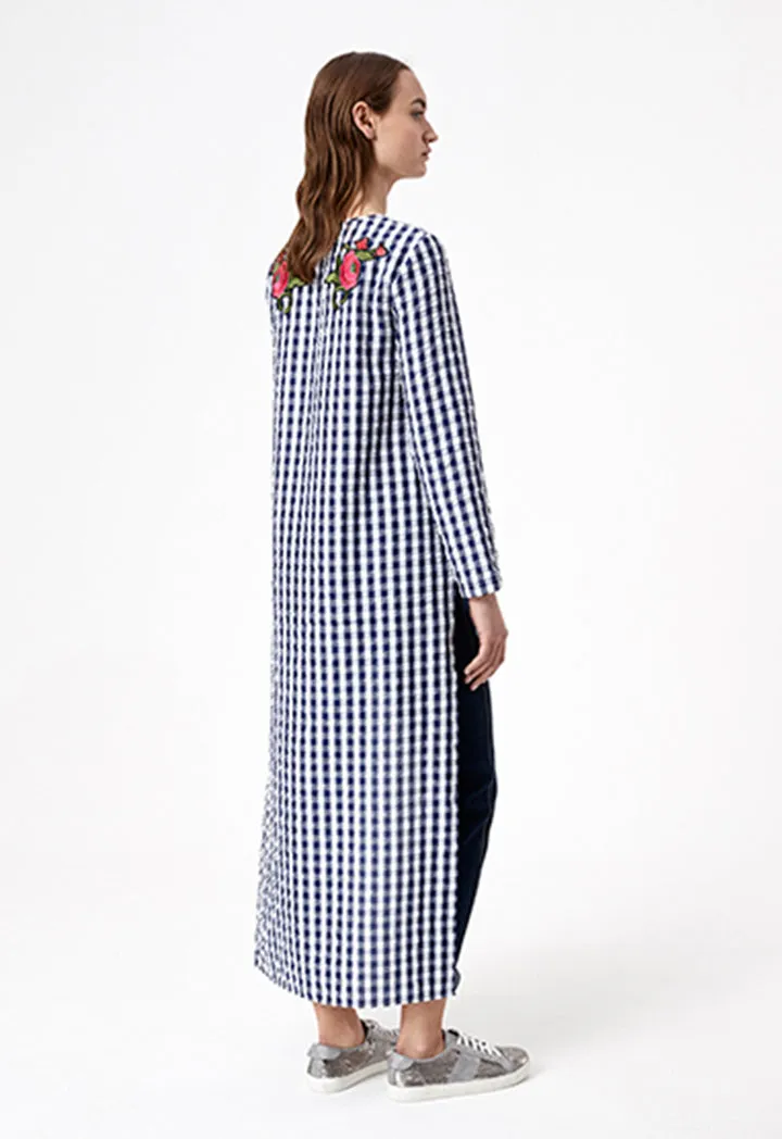 Blue Checks Cape Blouse