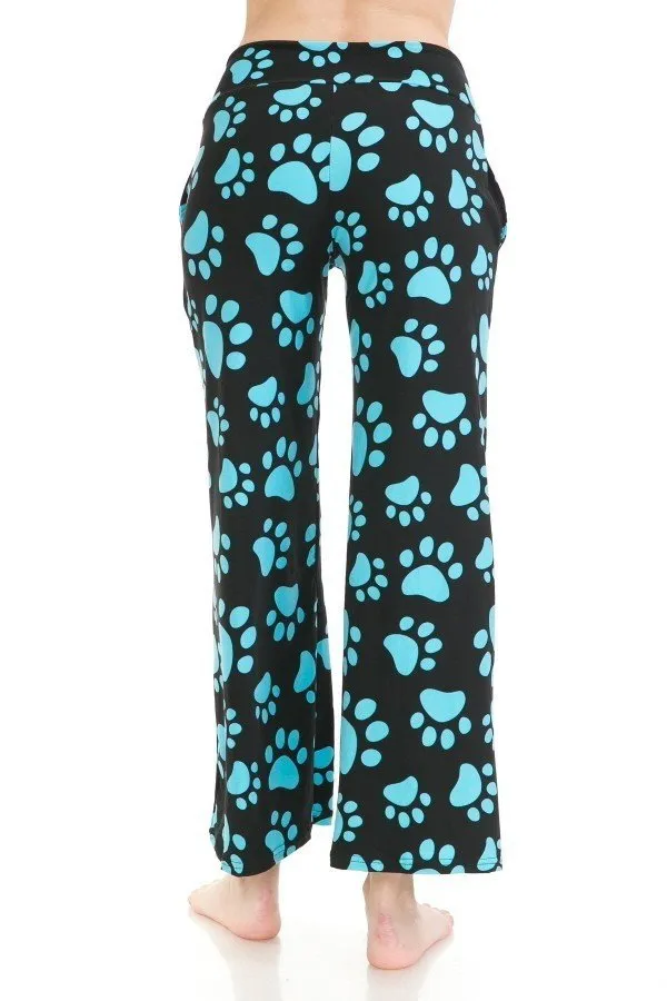 Blue Paw Print Soft Lounge Pajama Pants