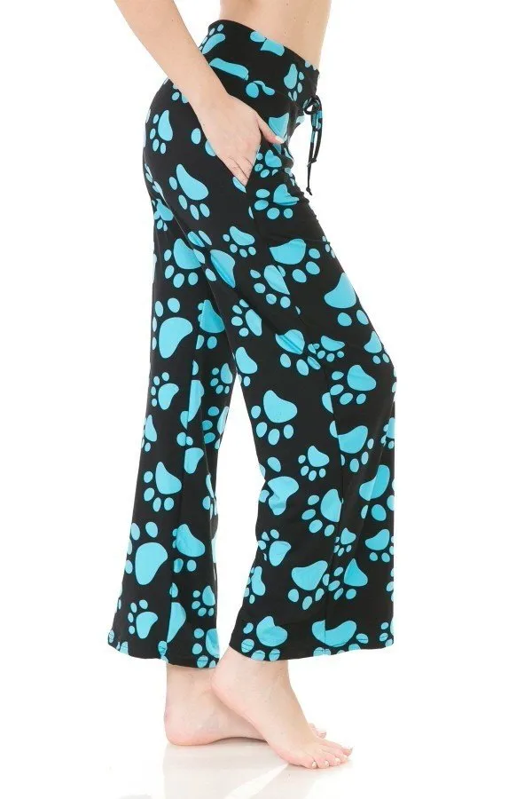 Blue Paw Print Soft Lounge Pajama Pants