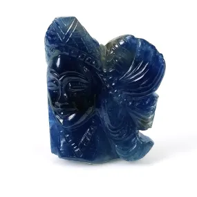 BLUE SAPPHIRE Gemstone Carving : 41.60cts Natural Untreated Unheated Sapphire Hand Carved Lady Face 28*24mm (With Video)