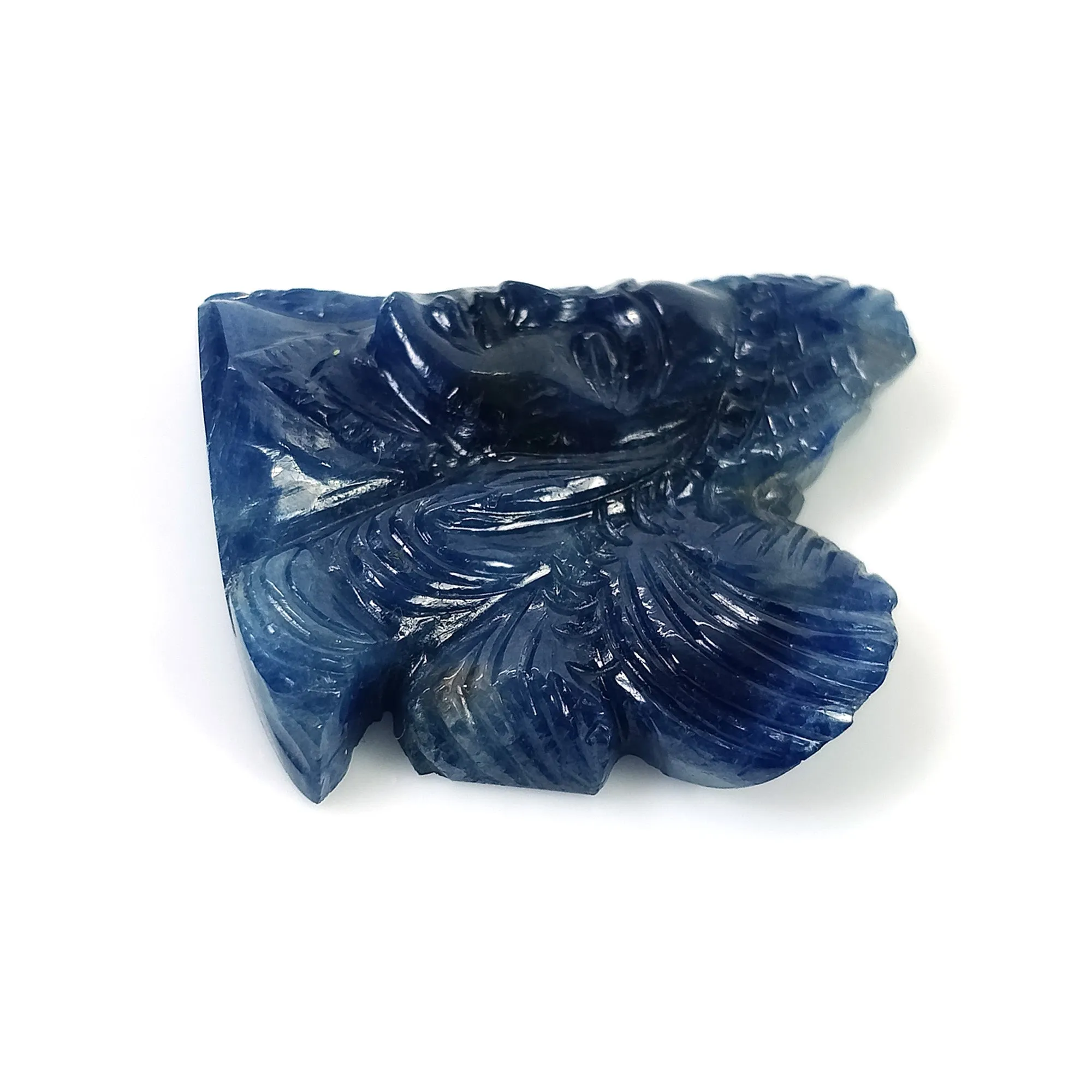 BLUE SAPPHIRE Gemstone Carving : 41.60cts Natural Untreated Unheated Sapphire Hand Carved Lady Face 28*24mm (With Video)