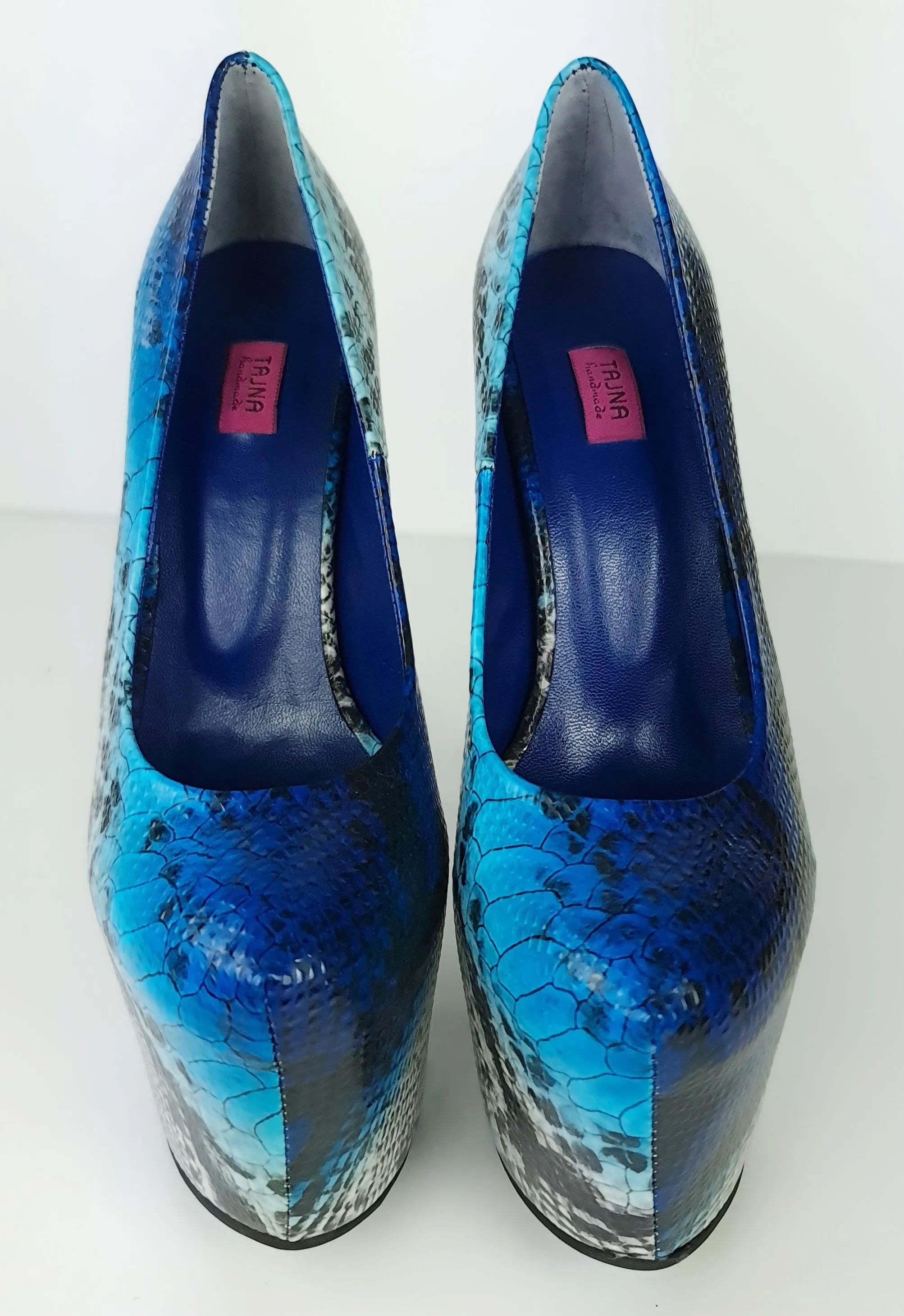 Blue Snake Print Classic High Heel Pumps