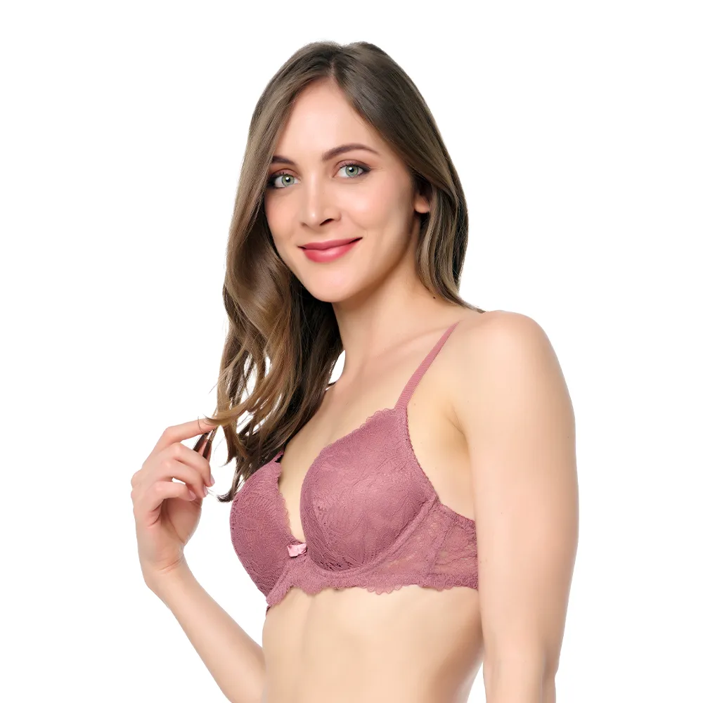 Brasier coordinable con varilla y encaje rosa 24431 Lady Carnival