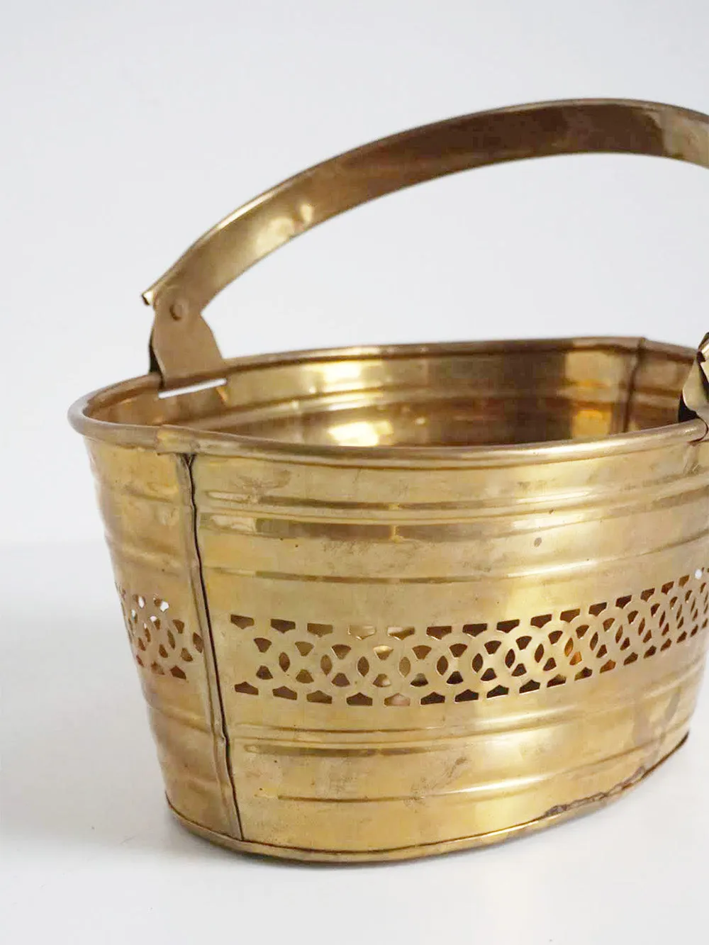 Brass Basket with Cutouts and Handle