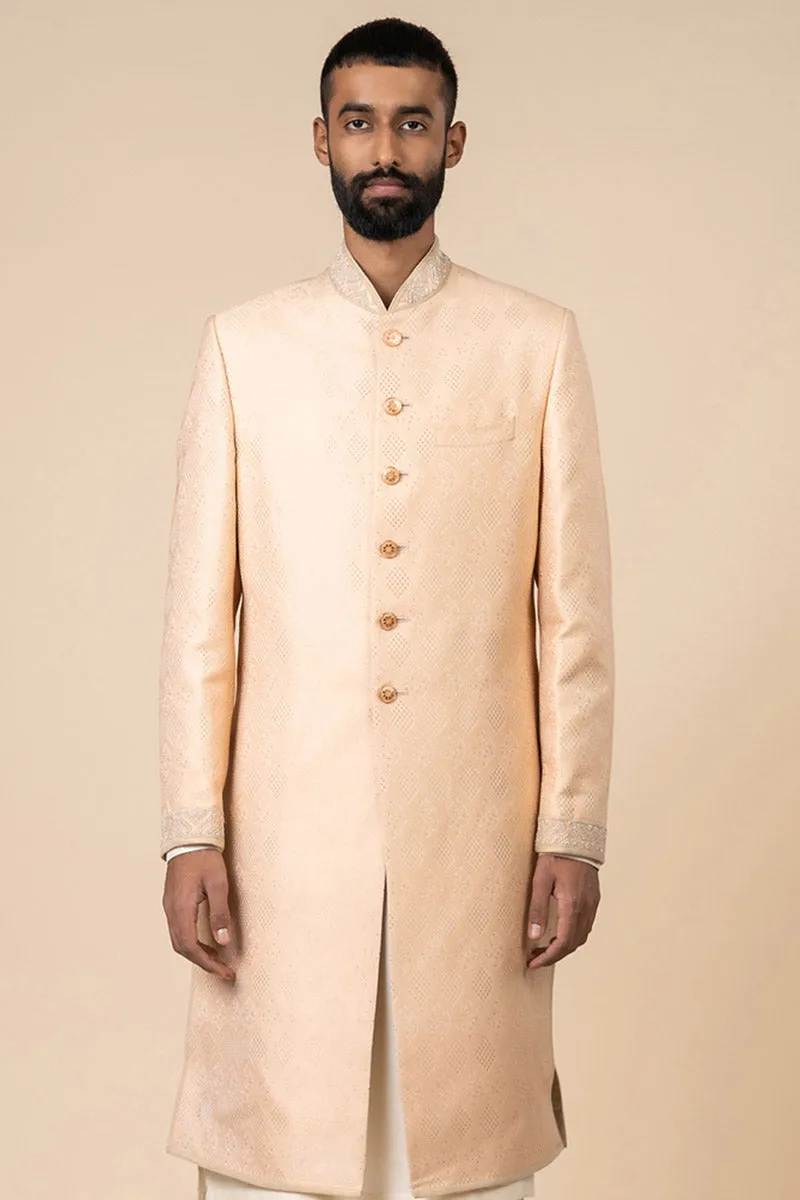 Brocade Sherwani with Embroidered Collar