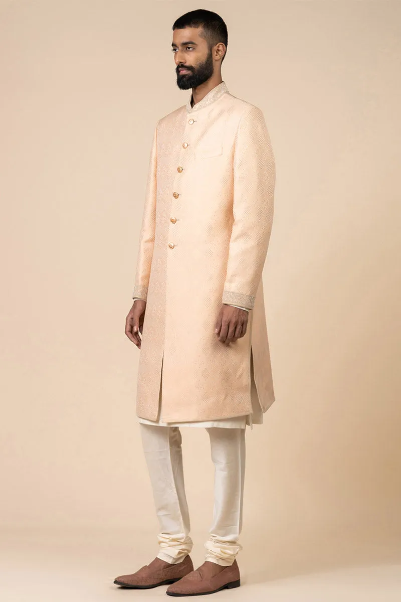 Brocade Sherwani with Embroidered Collar