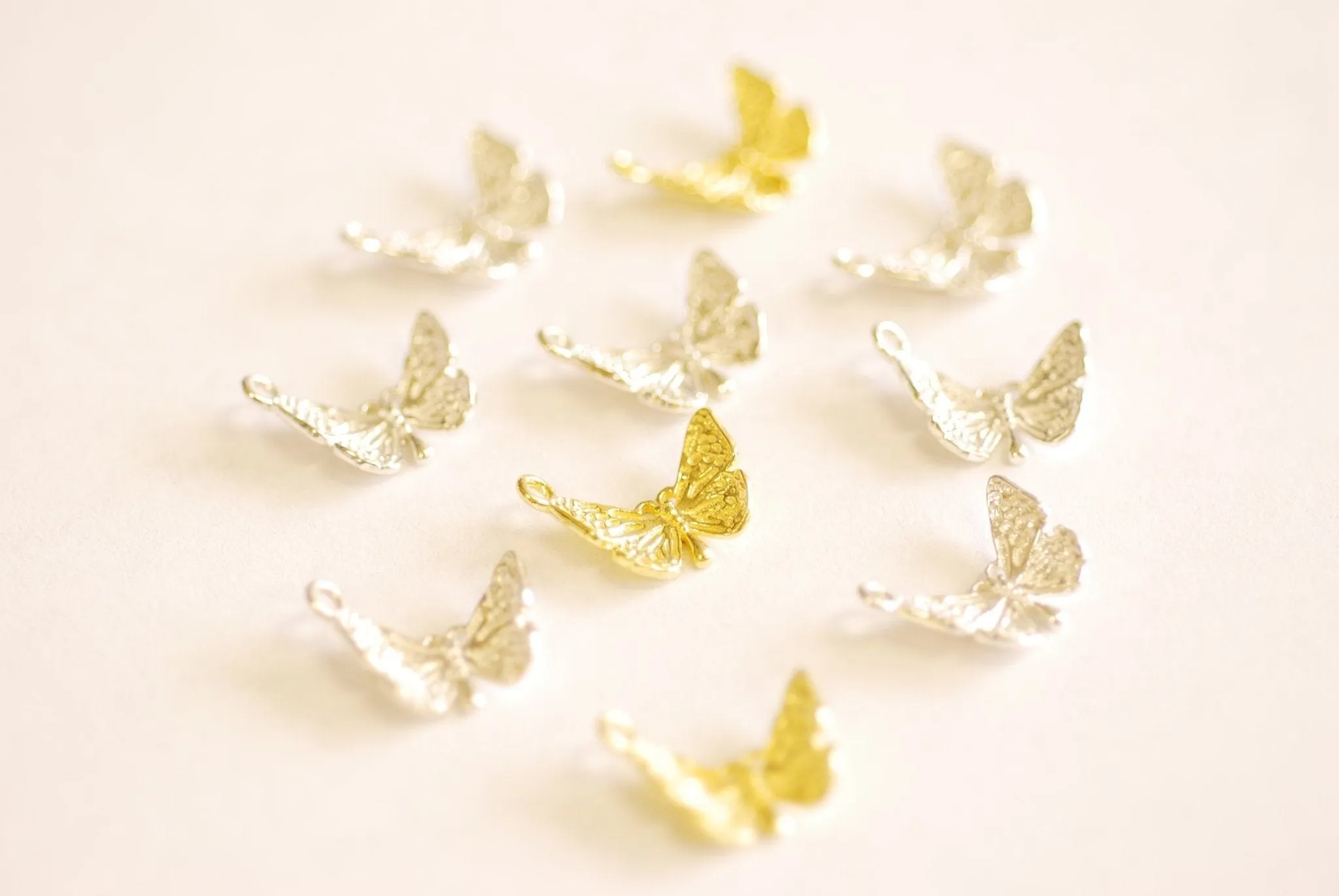 Butterfly Charm Pendant 925 Sterling Silver or 18k Gold Butterly Jewelry Making Supplies Wholesale Bulk Silver and Gold Charms