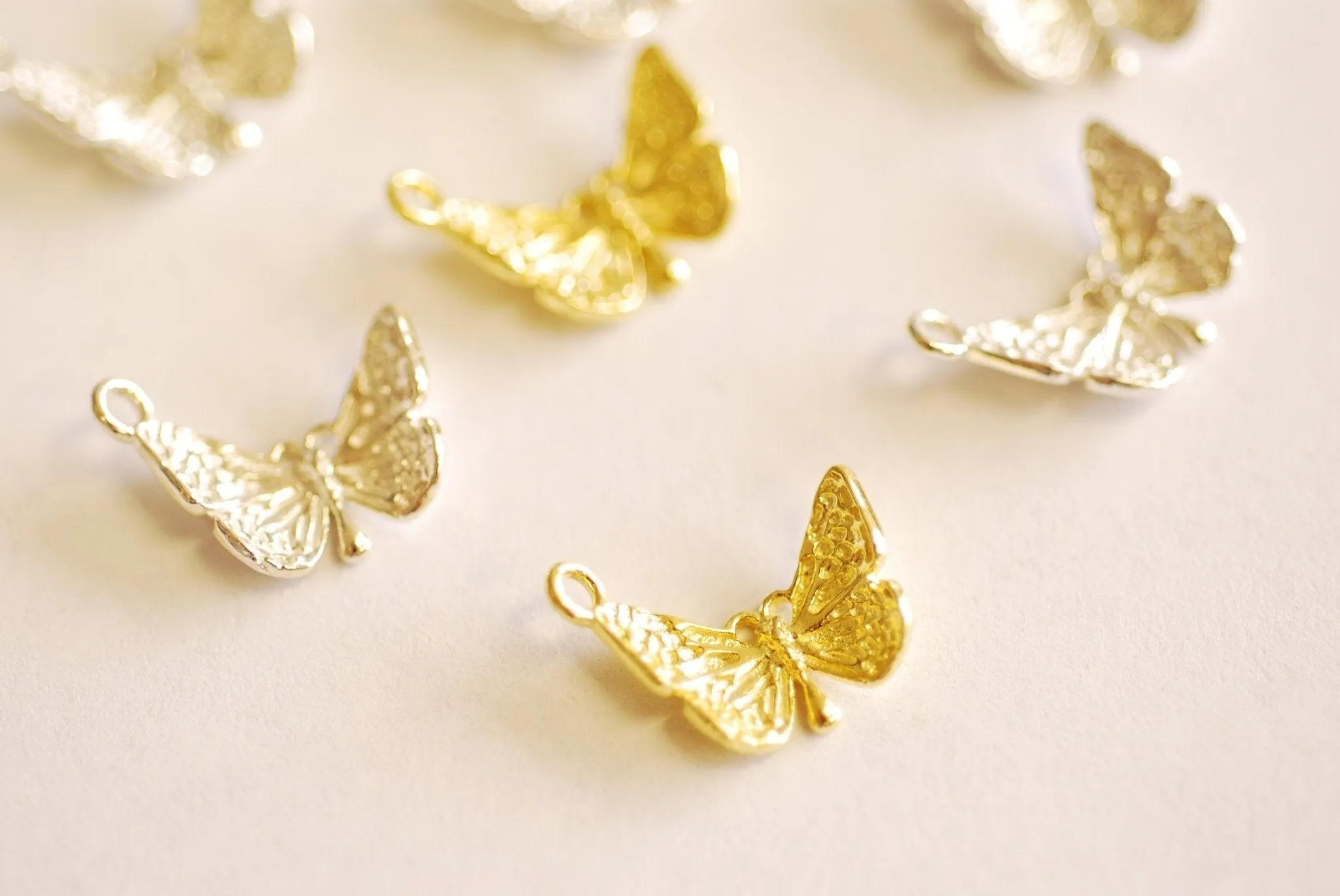 Butterfly Charm Pendant 925 Sterling Silver or 18k Gold Butterly Jewelry Making Supplies Wholesale Bulk Silver and Gold Charms