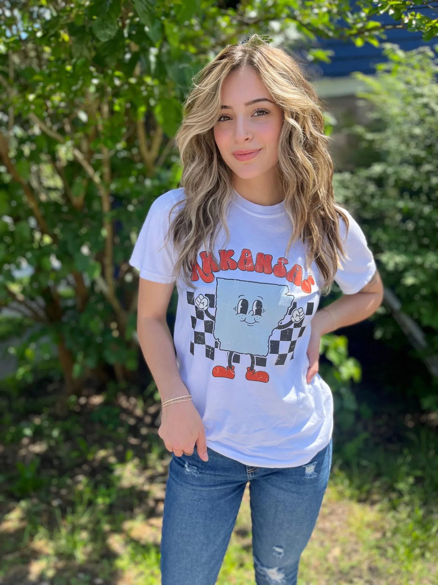 Checkered Arkansas Tee