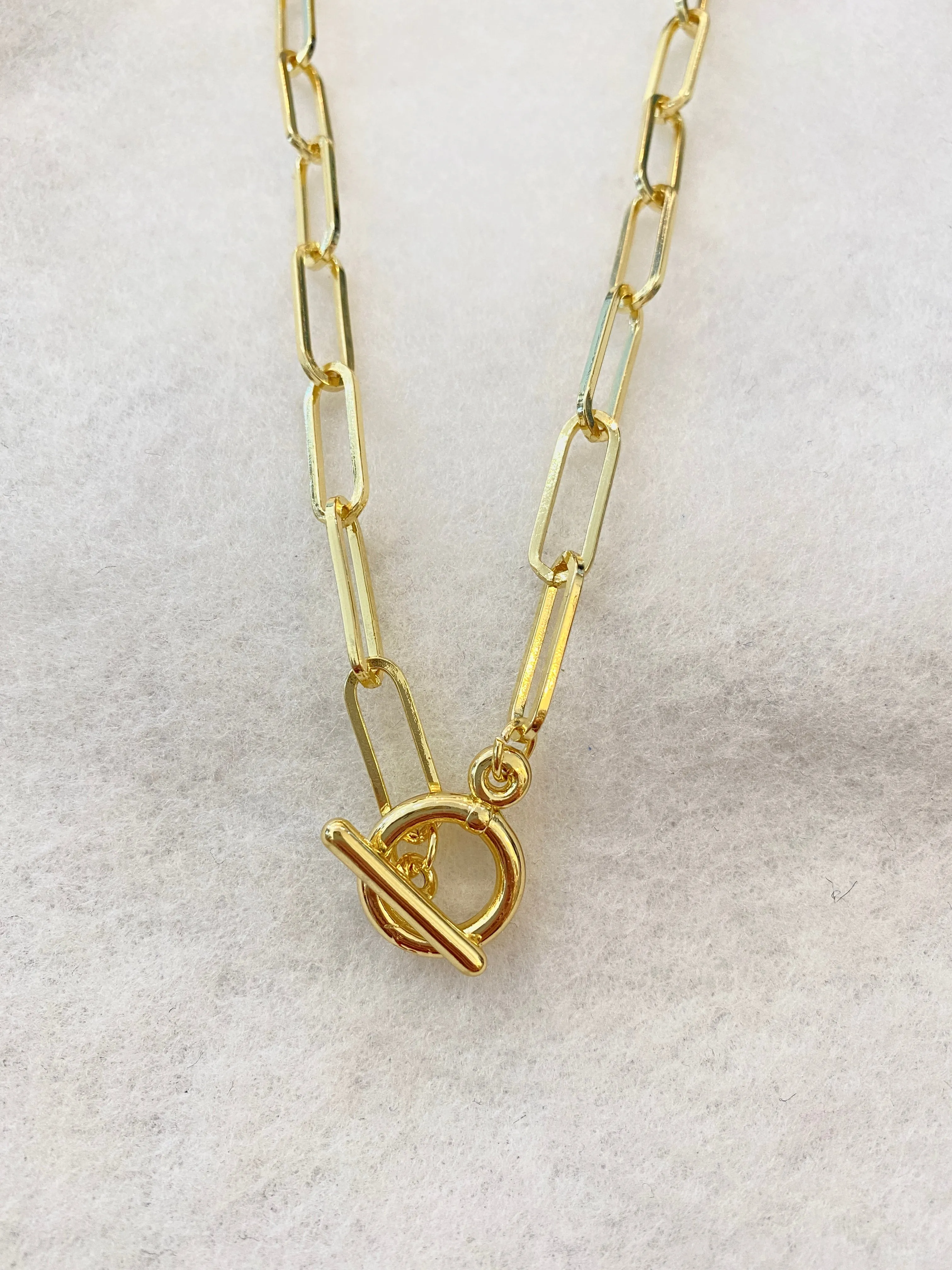 Classic Paperclip Chain Yellow Gold Necklace